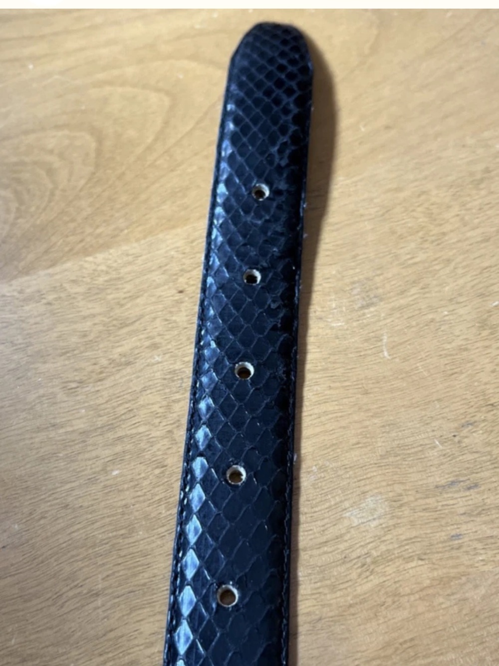 Vintage JANA Black Genuine Snake Skin Belt Gold Buckle Size L Taiwan R.O.C. - Picture 7 of 8
